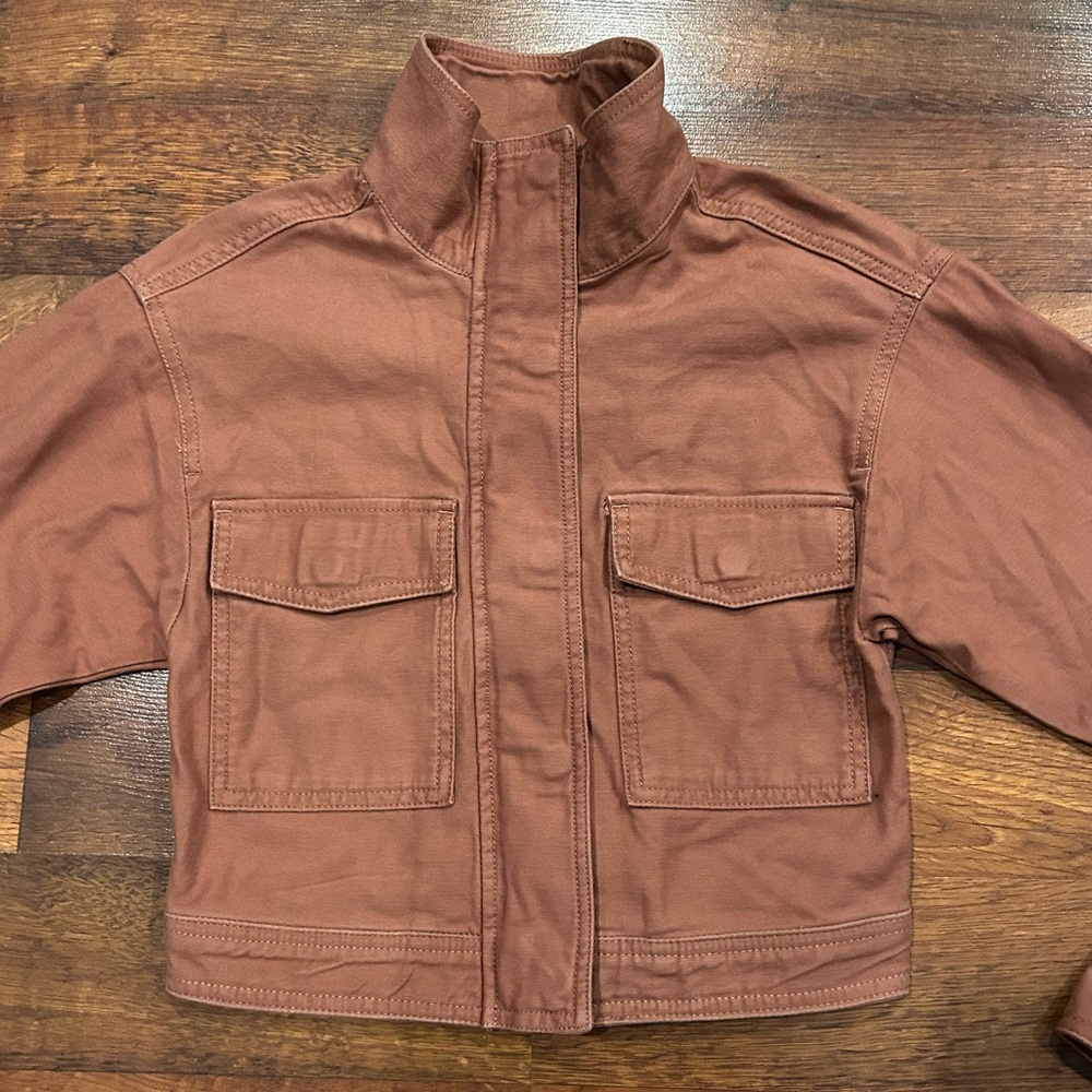 Abercrombie & Fitch Cropped Utility Jacket Rusty Pink Women’s Size XS